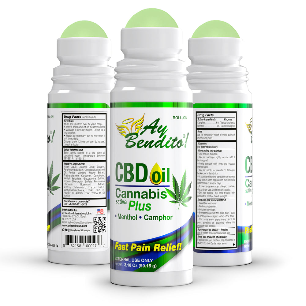 
                  
                    Ay Bendito CBD oil Cannabis Sativa cooling Gel - 3.18oz Roll-on 2PACK
                  
                