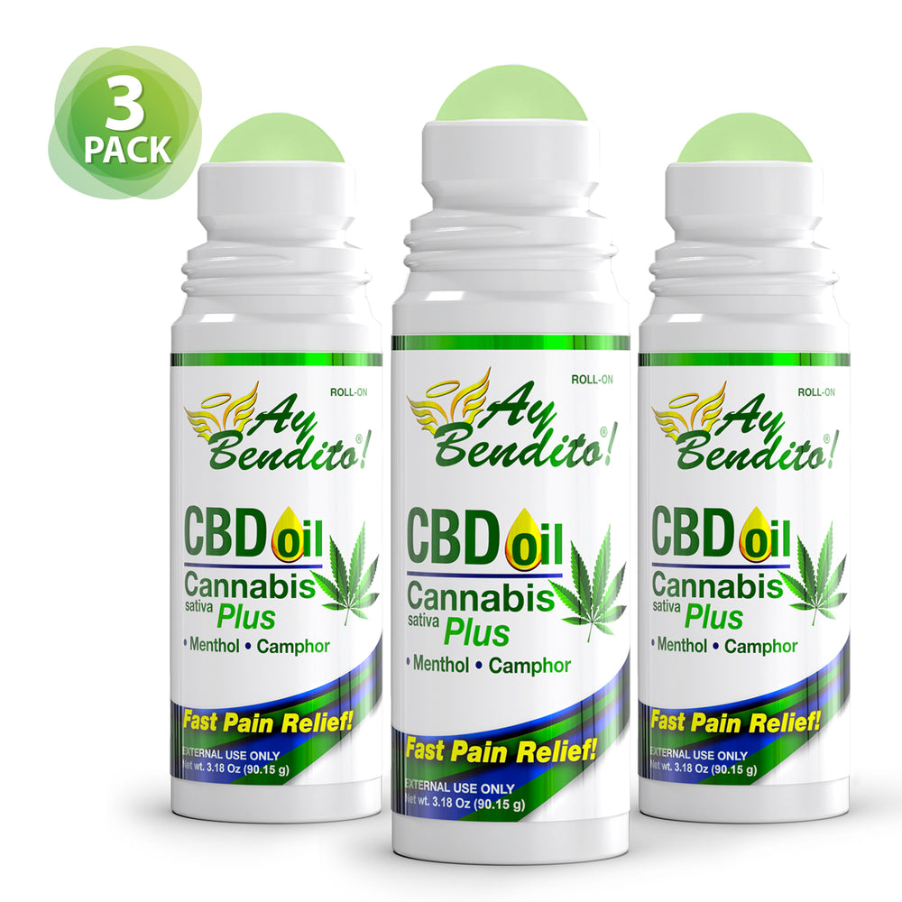 Ay Bendito CBD oil Cannabis Sativa cooling Gel - 3.18oz Roll-on 3PACK